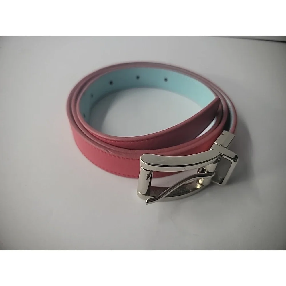 Vintage‎ Belt Reversible Red Blue Women Silver Tone Hardware Accessory Italy